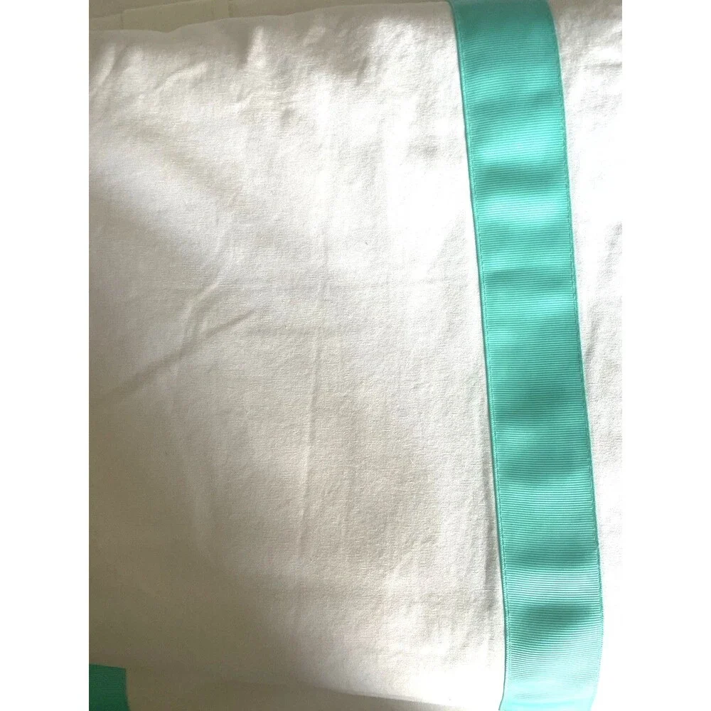 Pottery Barn Teen Suit Ribbon White Blackout Panel Drape 52x108 Cotton FaceGreen
